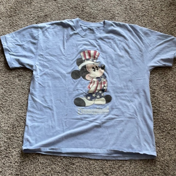 Hanes Disneyland T-shirt Blue Patriotic Mickey Mouse Crew Neck -XL - Picture 2 of 4